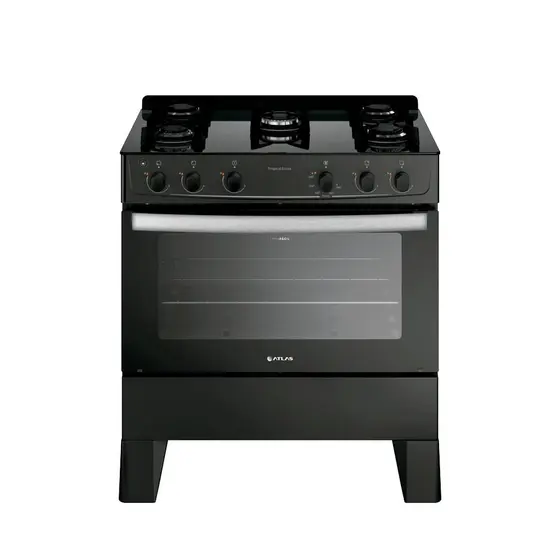 Fogão de Piso Atlas Tropical Glass 5 Bocas com Mesa de Vidro, Mega Chama e Bivolt