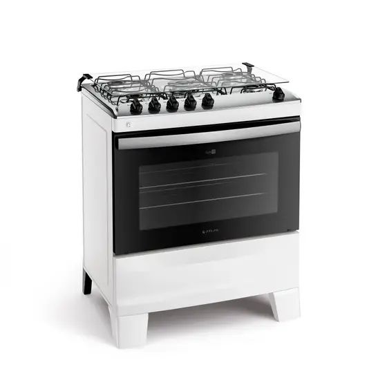 Fogão de Piso Atlas Agile Up 5 Bocas Branco com Mesa Inox Bivolt