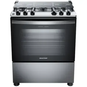 Fogão de Piso Brastemp 5 Bocas Cinza e Preto (BFS5GDR)