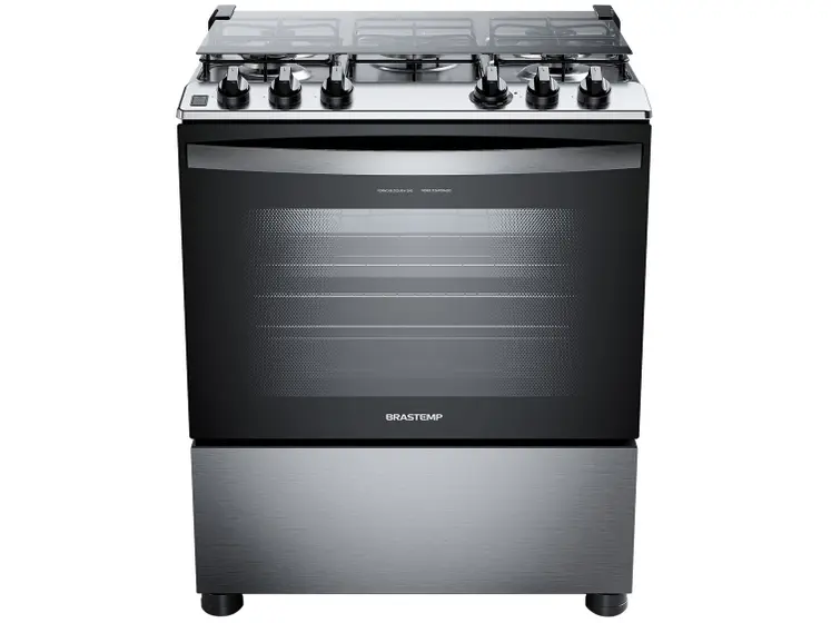 Fogão de Piso Brastemp 5 Bocas Cinza e Preto (BFS5GDR)