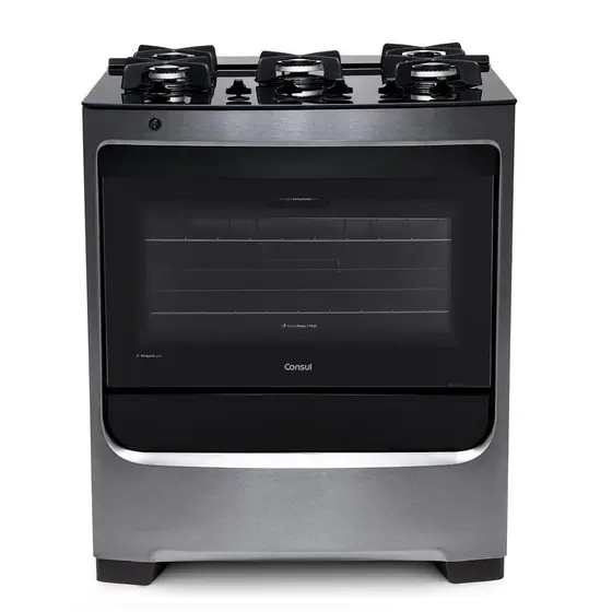 Fogão de Piso Consul Glass 5 Bocas Inox com Mesa de Vidro (CFS5VAR)