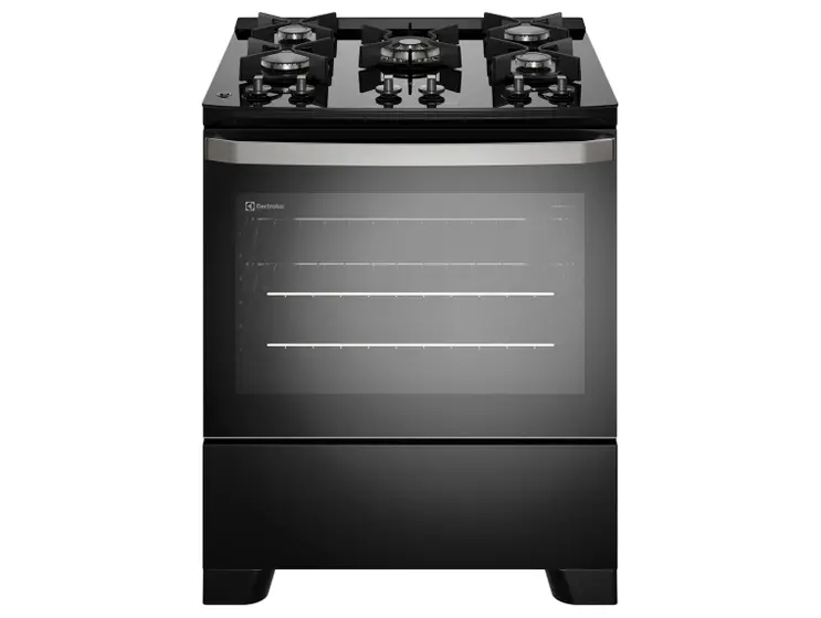 Fogão de Piso Electrolux Efficient 5 Bocas Inox e Preto com Mesa de Vidro (FE5GB)