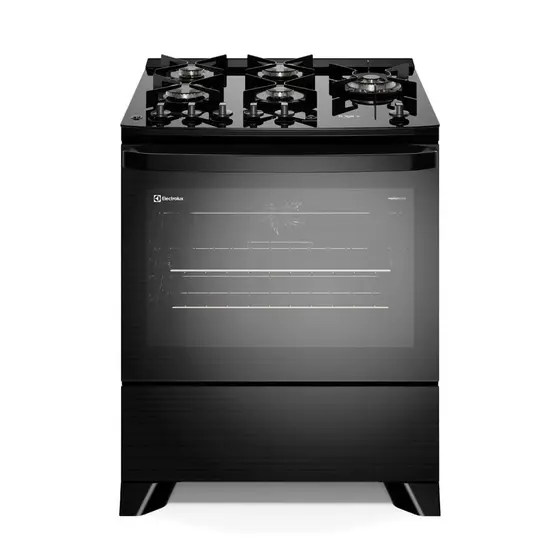 Fogão de Piso Electrolux Experience 5 Bocas Preto com Mesa de Vidro, Grill e PerfectCook360 (FE5CP)