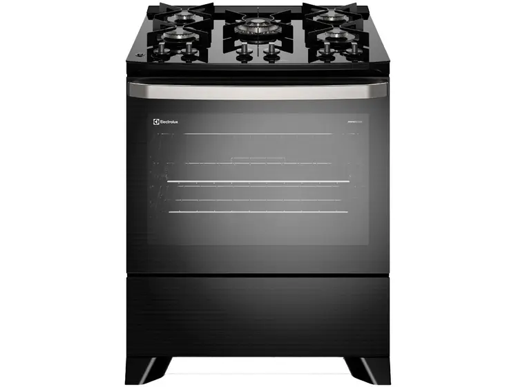 Fogão de Piso Electrolux VaporBake 5 Bocas Preto com Mesa de Vidro (FE5GP)