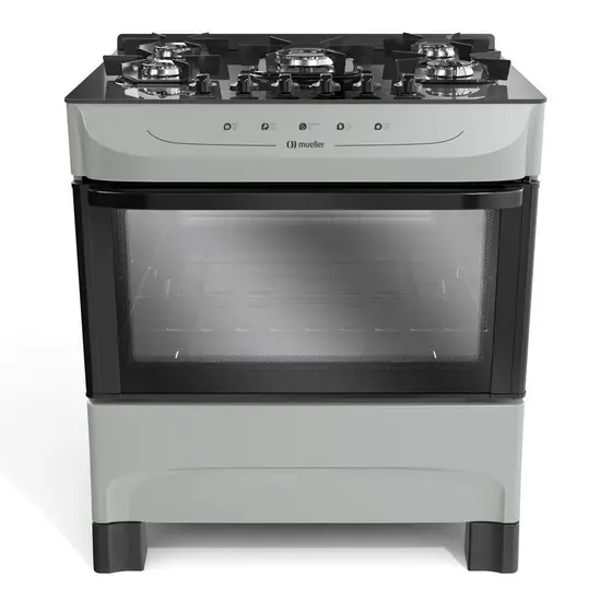 Fogão de Piso Mueller 5 Bocas Titânio com Mesa de Vidro