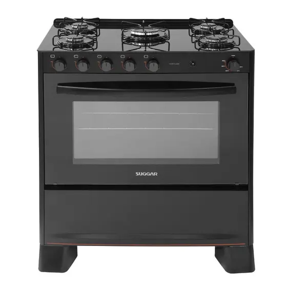 Fogão de Piso Suggar Cook Glass 5 Bocas Preto Automático (FGVCG510PT)
