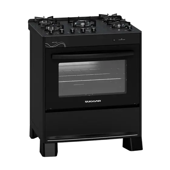 Fogão de Piso Suggar Neo Glass 5 Bocas Automático com Mesa de Vidro e Forno 90L