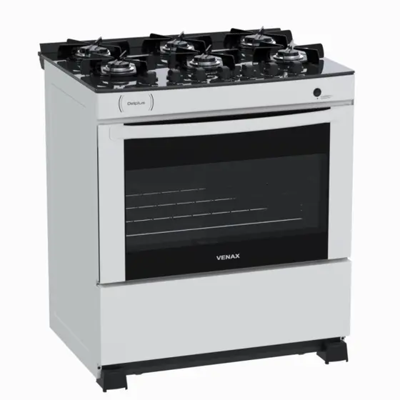 Fogão de Piso Venax Delplus Vitreo 6 Bocas Branco para Gás GLP