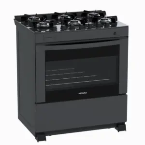 Fogão de Piso Venax Delplus Vitreo 6 Bocas Grafite para Gás GLP Fogão de Piso Venax Delplus Vitreo 6 Bocas Grafite para Gás GLP