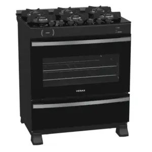 Fogão de Piso Venax Maxi Vitreo 6 Bocas Preto Fosco para Gás GLP Fogão de Piso Venax Maxi Vitreo 6 Bocas Preto Fosco para Gás GLP