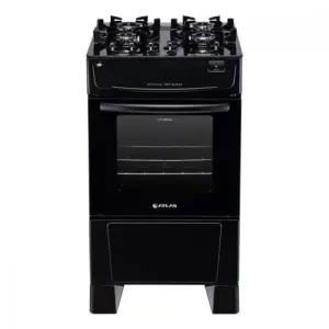 Fogão de Piso Atlas Mônaco Top Glass 4 Bocas Preto a Gás Bivolt Fogão de Piso Atlas Mônaco Top Glass 4 Bocas Preto a Gás Bivolt