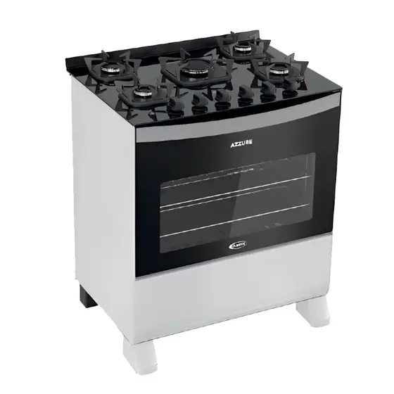 Fogão de Piso Clarice Azzure 5 Bocas Branco a Gás com Mesa de Vidro Easy Clean Bivolt