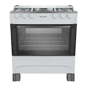 Fogão de Piso Mueller 5 Bocas Branco a Gás com Mesa Inox e Forno 81,6L Bivolt (MFI5BB)