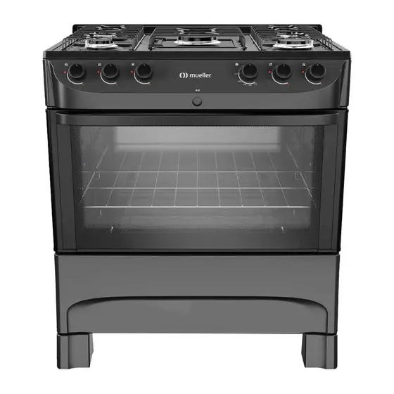 Fogão de Piso Mueller 5 Bocas Preto Fosco a Gás com Mesa Esmaltada Bivolt (MFI5BC)
