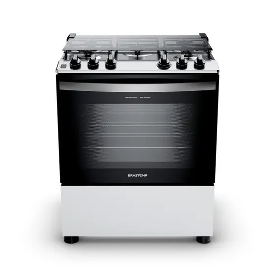 Fogão de Piso Brastemp 5 Bocas Branco com Botões Removíveis e Aro Protetor (BFS5NDB)