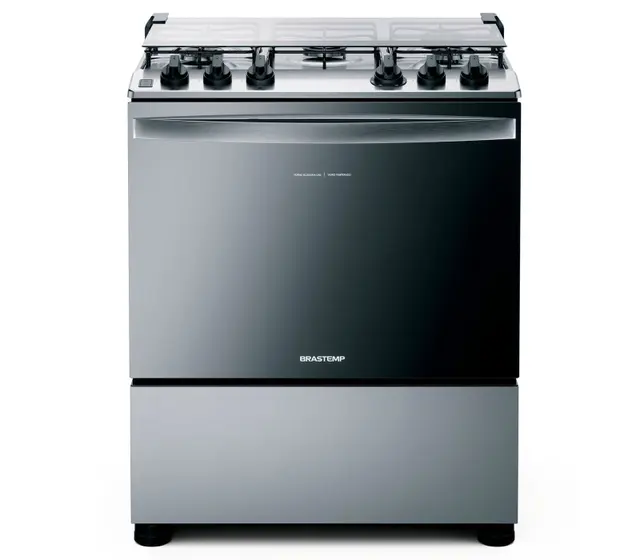 Fogão de Piso Brastemp 5 Bocas Inox com Botões Removíveis e Aro Protetor (BFS5NCR)