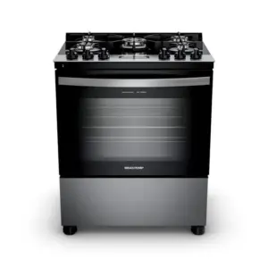 Fogão de Piso Brastemp 5 Bocas Inox com Mesa de Vidro, Turbo Chama e Timer (BFS5XAR)