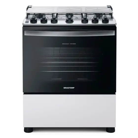 Fogão de Piso Brastemp 6 Bocas Branco com Botões Removíveis e Aro Protetor (BFS6NCB)