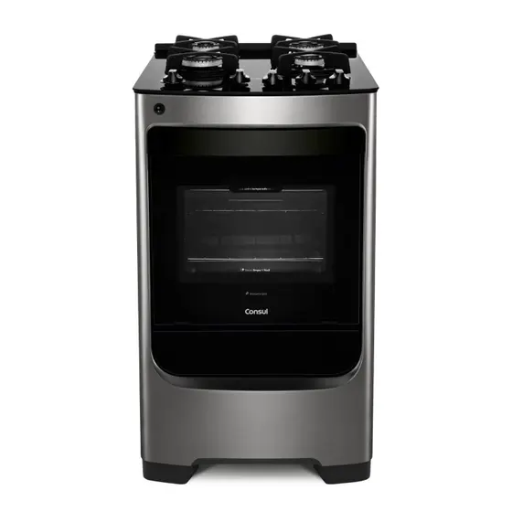 Fogão de Piso Consul 4 Bocas Inox com Mesa de Vidro e Grade de Ferro Fundido (CFO4VAR)