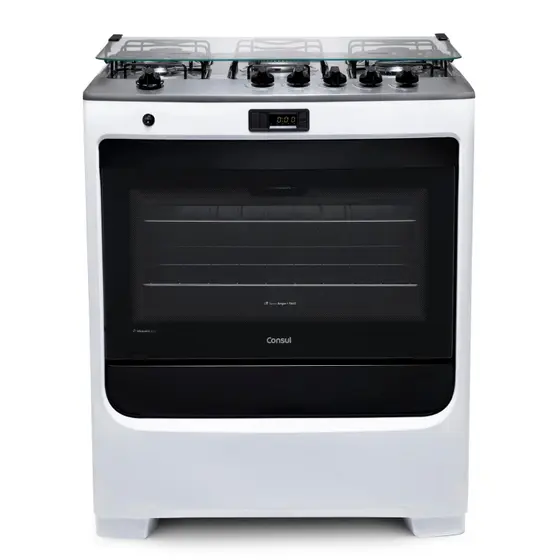 Fogão de Piso Consul 5 Bocas Branco com Dupla Chama e Timer Digital (CFS5QAB)