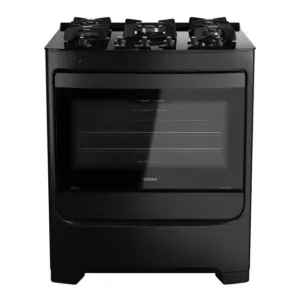 Fogão de Piso Consul 5 Bocas Preto com Mesa de Vidro, Chama Dupla e Grades de Ferro Fundido (CFS5VAE)