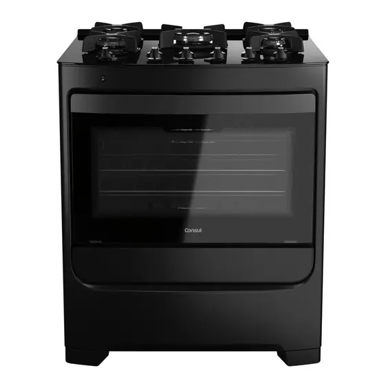 Fogão de Piso Consul 5 Bocas Preto com Mesa de Vidro, Chama Dupla e Grades de Ferro Fundido (CFS5VAE)