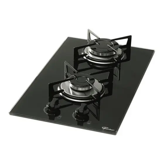 Cooktop a Gás Fischer 2 Bocas Mesa de Vidro Preto Bivolt