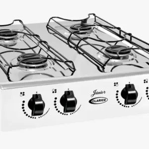 Cooktop a Gás Clarice Júnior 4 Bocas Branco e Inox Cooktop a Gás Clarice Júnior 4 Bocas Branco e Inox