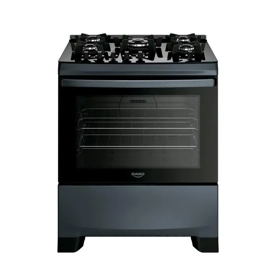 Fogão de Piso Dako Supreme Timer Glass 5 Bocas Titanium com Mesa de Vidro e Tripla Chama Bivolt