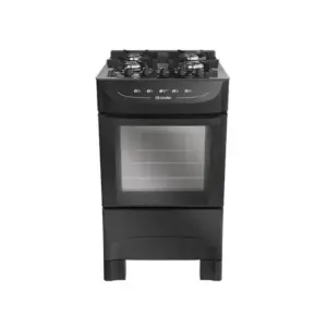 Fogão de Piso Mueller 4 Bocas Preto com Mesa de Vidro Bivolt (MFV4BB)