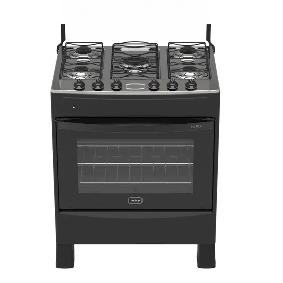 Fogão de Piso Realce Iris Plus 5 Bocas Preto com Forno 94L