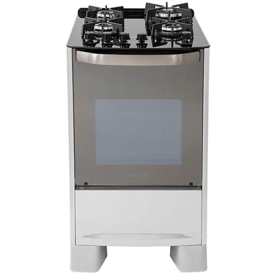 Fogão de Piso Suggar Master Grill 4 Bocas Prata Inox com Mesa de Vidro 220V (FGVMTG412PRIX)