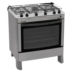 Fogão de Piso Esmaltec Ágata 5 Bocas Inox com Forno Limpa Fácil e Acendimento Automático