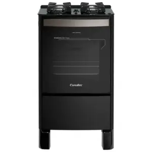 Fogão de Piso Esmaltec Esmeralda Glass 4 Bocas Preto com Forno Autolimpante e Acendimento Automático
