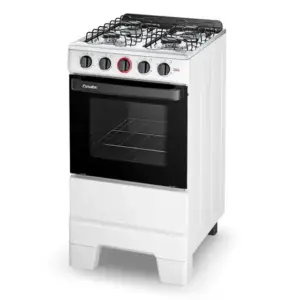 Fogão de Piso Esmaltec Ideal Super 4 Bocas Branco a Gás com Mesa Inox, Forno 50L Limpa Fácil e Acendimento Automático Bivolt (F4IAB)