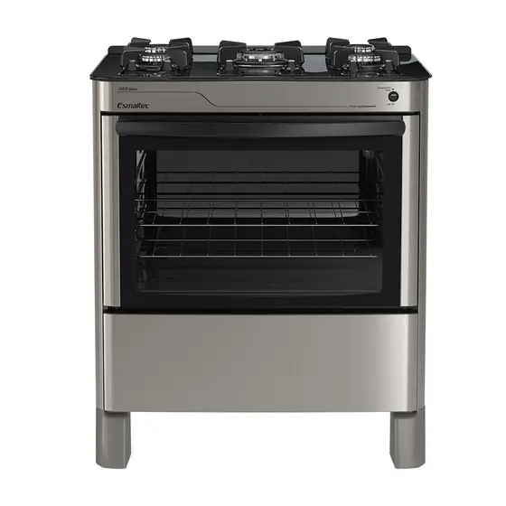 Fogão de Piso Esmaltec Jade Glass 5 Bocas Inox com Acendimento Automático