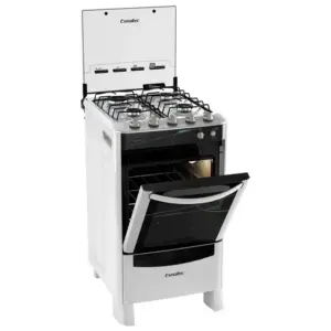 Fogão de Piso Esmaltec Topázio 4 Bocas com Forno Limpa Fácil, Acendimento Automático e Timer Sonoro