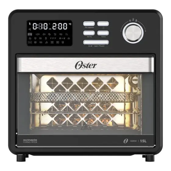 Forno Elétrico e Fryer Oster Multifunções 15L Preto 127V OFOR160