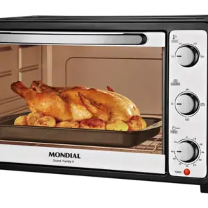 Forno Elétrico de Bancada Mondial Grand Family II 52L Multifuncional Preto e Prata FRN-52-B Forno Elétrico de Bancada Mondial Grand Family II 52L Multifuncional Preto e Prata FRN-52-B