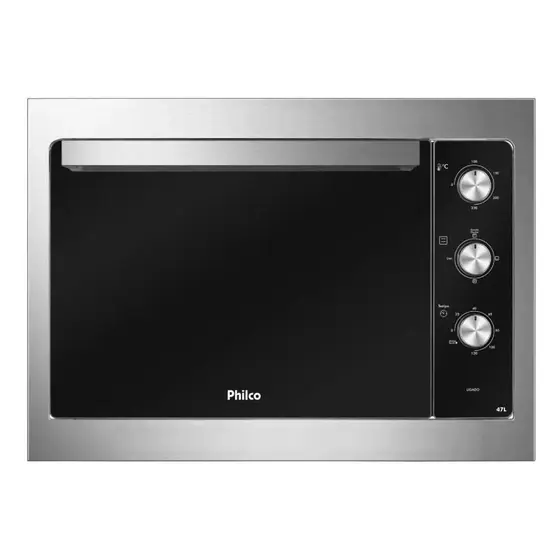 Forno Elétrico de Embutir Philco 47L Preto com Bordas Inox PFE47E