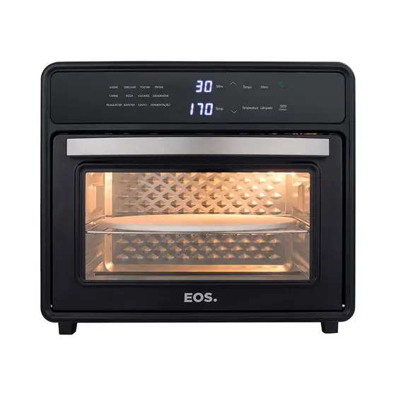 Forno Elétrico e Air Fryer EOS Oven Pizza Premium 30L Digital All Black 110V EFE30APD