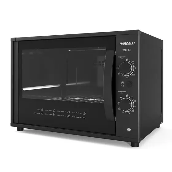 Forno Elétrico de Bancada Nardelli TOP 60 60L Preto 220V