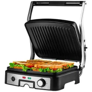 Grill Elétrico Panini Press com Placas Antiaderentes e Bandeja Removível 1500W GP1861BR