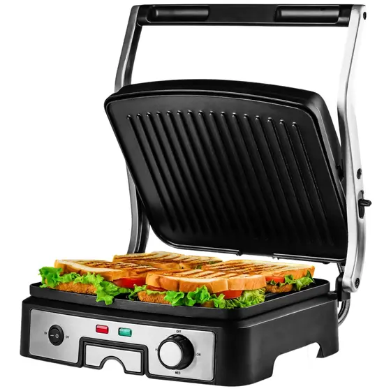 Grill Elétrico Panini Press com Placas Antiaderentes e Bandeja Removível 1500W GP1861BR