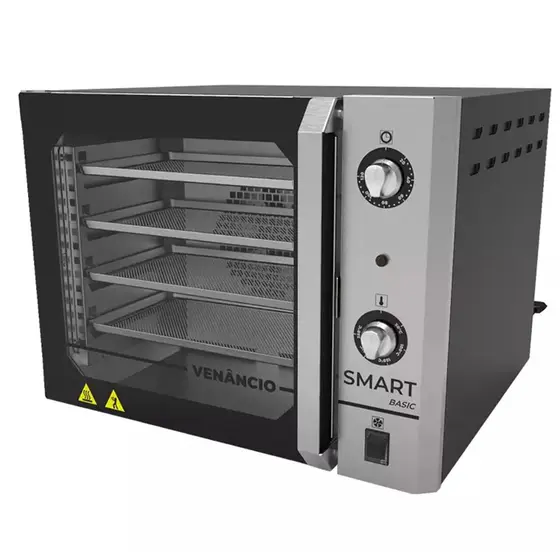 Forno Elétrico Industrial Convector Venâncio Smart Basic 4 Esteiras Galvanizado Preto 127V FCSB4E