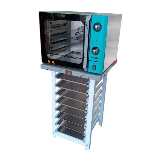 Forno Elétrico Turbo Convector Venâncio com Bancada e 8 Assadeiras Inox e Turquesa 220V FCSB4E