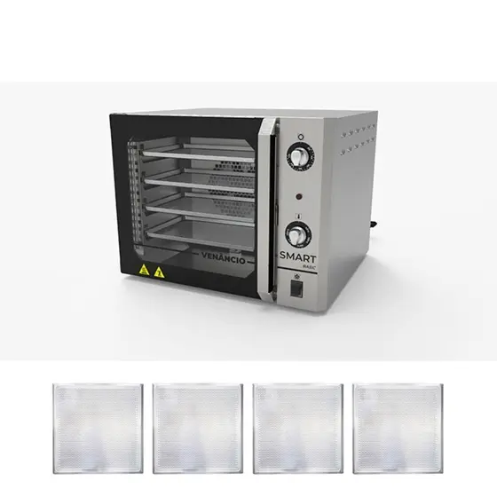Forno Elétrico Turbo Convector Venâncio com 4 Assadeiras Inox 220V FCSB4E