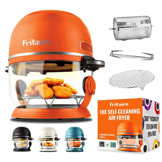 Fritadeira Elétrica Air Fryer Fritaire Glass 6 em 1 Autolimpante Laranja 5L