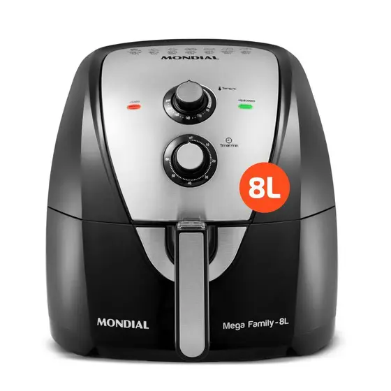 Fritadeira Elétrica Air Fryer Mondial Preto/Inox 8L 1900W 220V AFN-80-BI