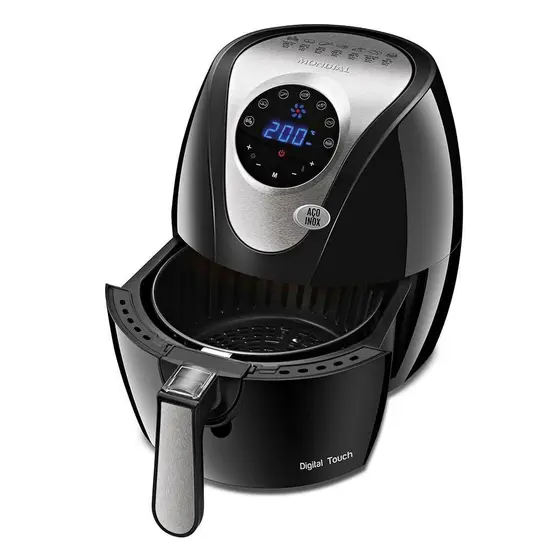 Fritadeira Elétrica Air Fryer Mondial Family Digital Touch Preto/Inox 3,2L 220V AF-26